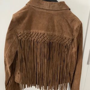 BCBG Real Leather Braided Fringe Jacket with tags